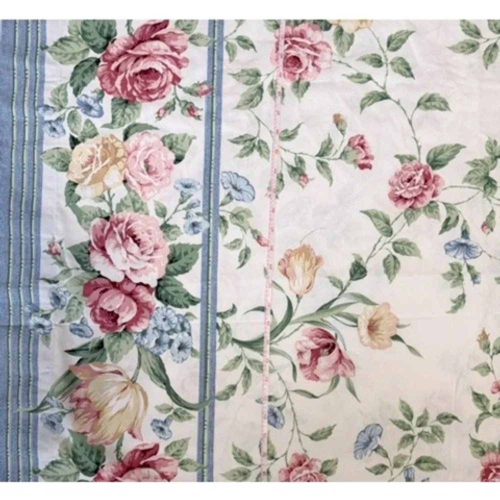 Vintage Full Size sheet Set cottagecore with border floral Dan River